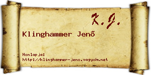 Klinghammer Jenő névjegykártya