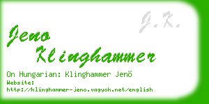 jeno klinghammer business card