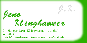 jeno klinghammer business card